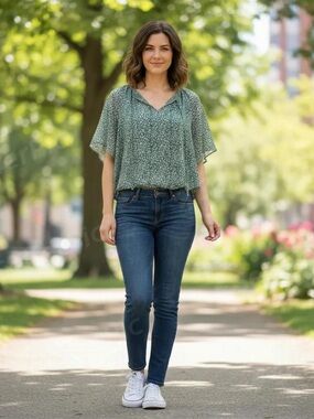 Green Floral Blouse
